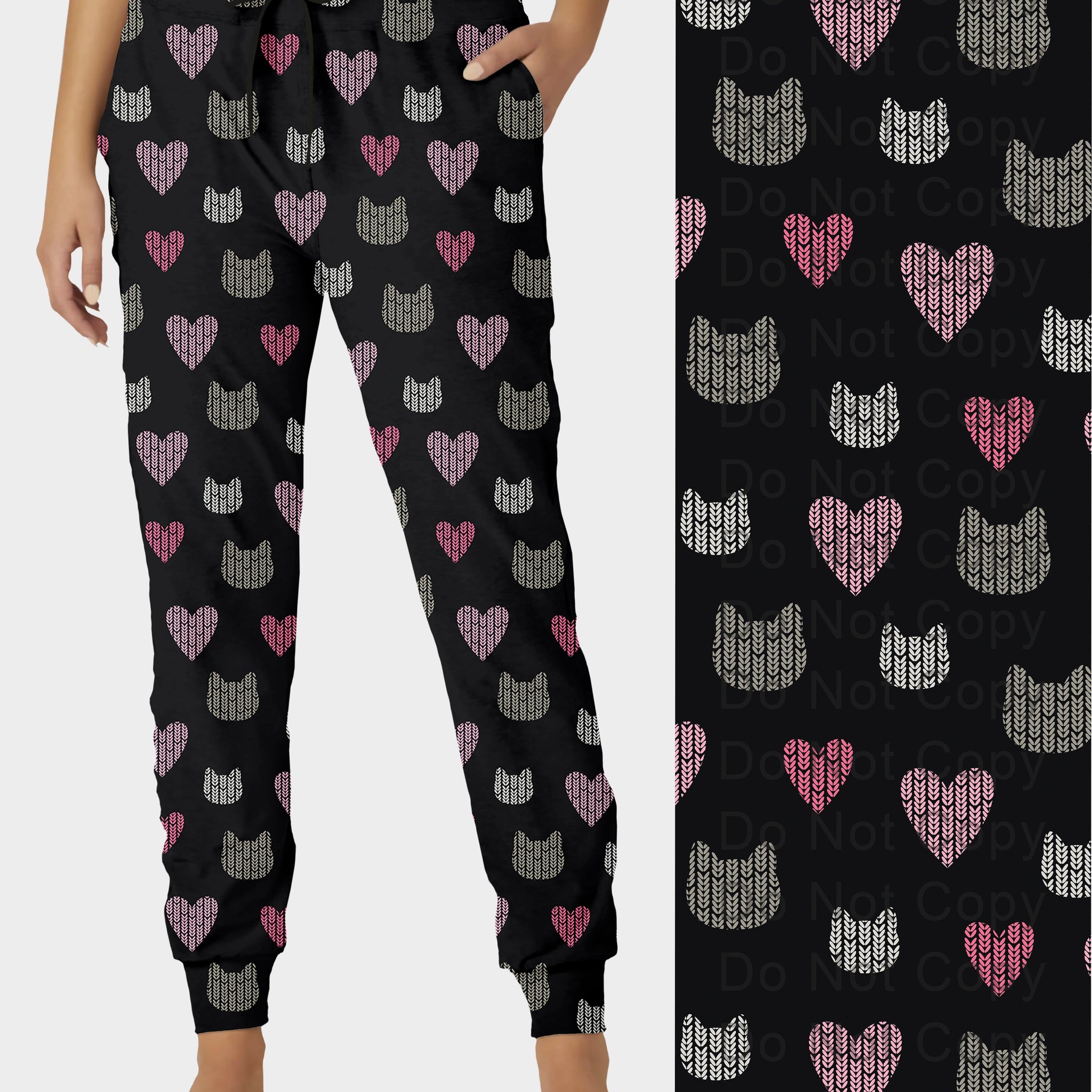 RTS - Kitty Knit Hearts Joggers