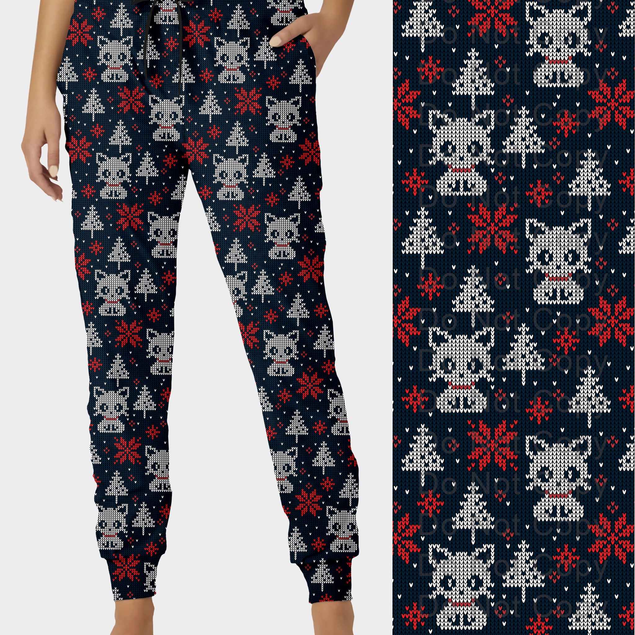 RTS - Kitty Knit Snowflake Jogger Pants