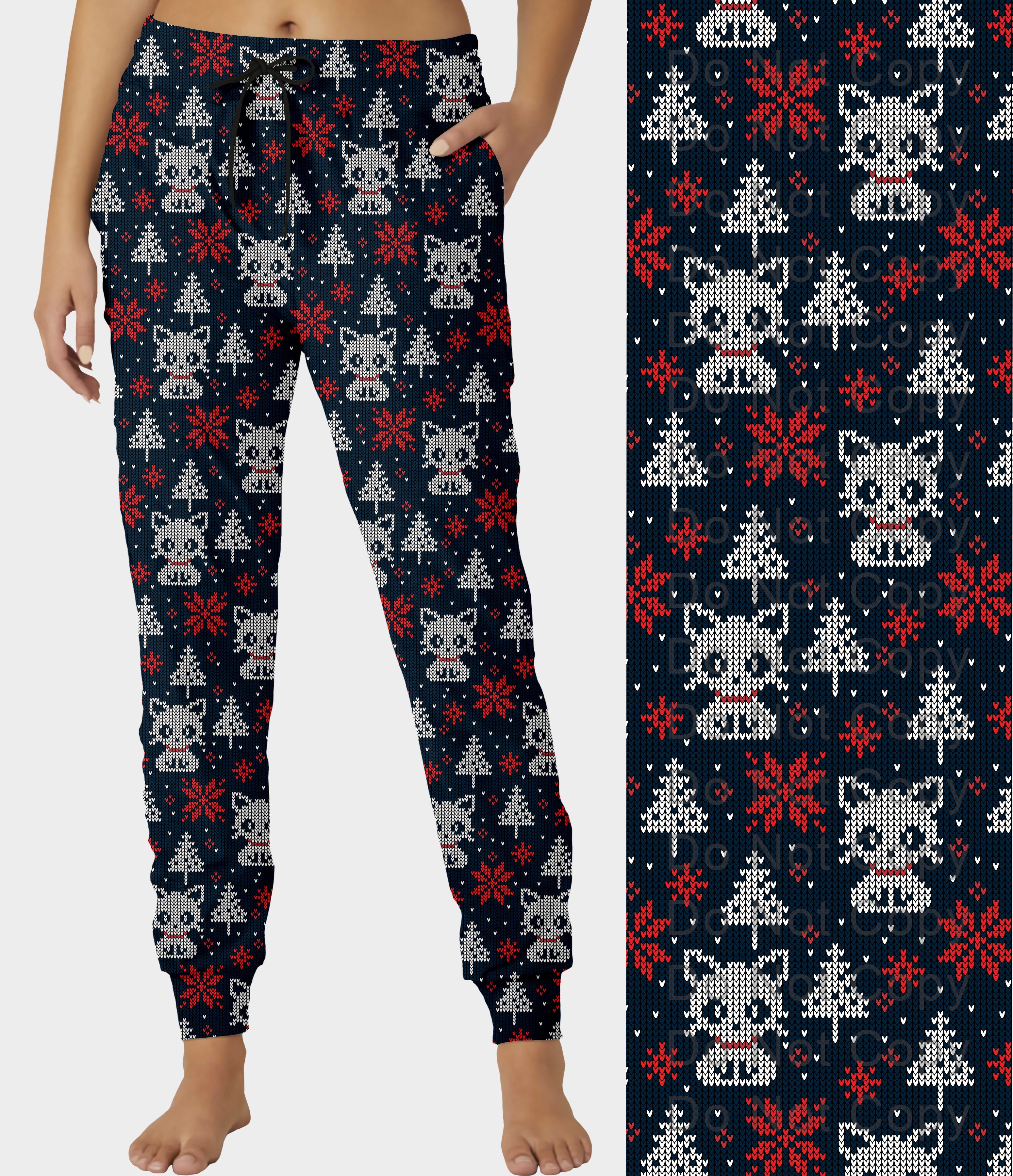 RTS - Kitty Knit Snowflake Jogger Pants