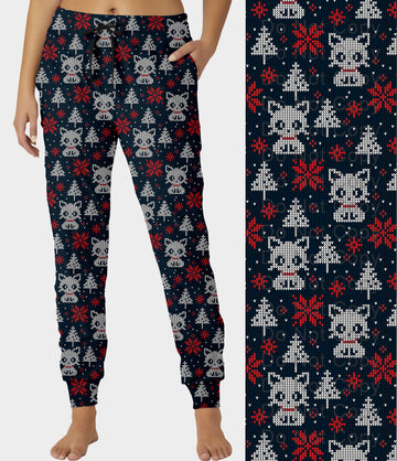 RTS - Kitty Knit Snowflake Jogger Pants