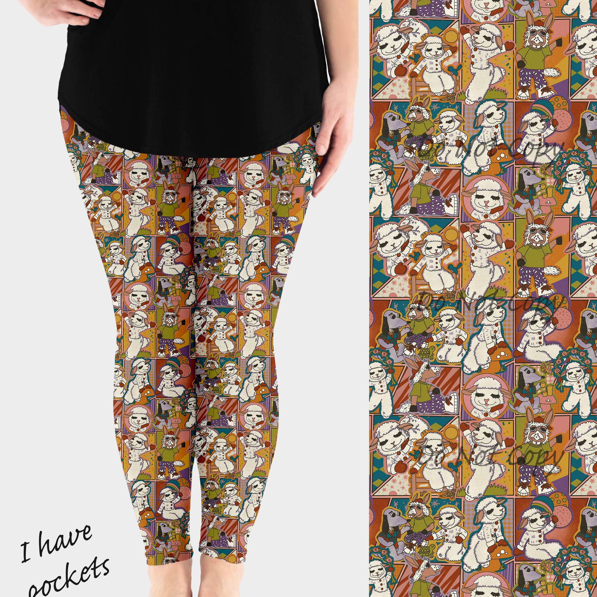 RTS - Lamb Patches Leggings w/ Pockets