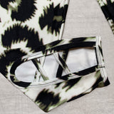 Leopard Flower Back Criss Cross Cutout Capri Soft Leggings