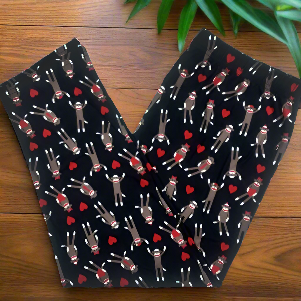 Sock Monkey Capri Print Soft Leggings