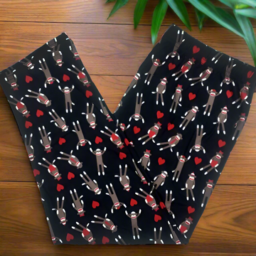 Sock Monkey Capri Print Soft Leggings