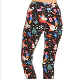 Flying Santa Christmas Print Leggings - Adult & Kid Sizes