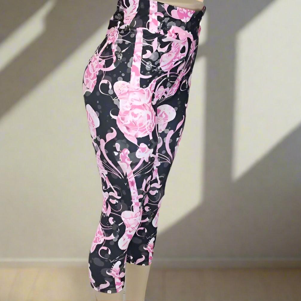 Pink Guitar Print Capri Leggings