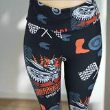 Motocross Themed Print Soft Leggings
