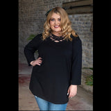 Women's Strappy Scoop Neck 3/4 Sleeve Flowy Top