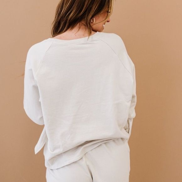 Oversized Cotton Terry Lounge Set – Long Sleeve Top & Drawstring Shorts - Plus