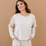 Oversized Cotton Terry Lounge Set – Long Sleeve Top & Drawstring Shorts - Plus