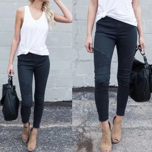 Black Moto Cotton Blend Jeggings