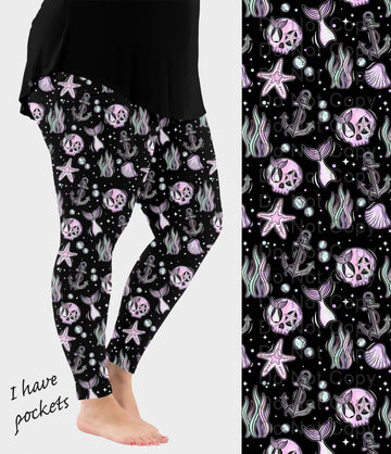 RTS - Mermaid Skele Leggings w/ Pockets