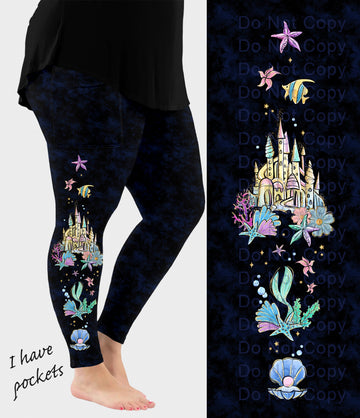 RTS - Mermaid World Side Design Leggings with Pockets