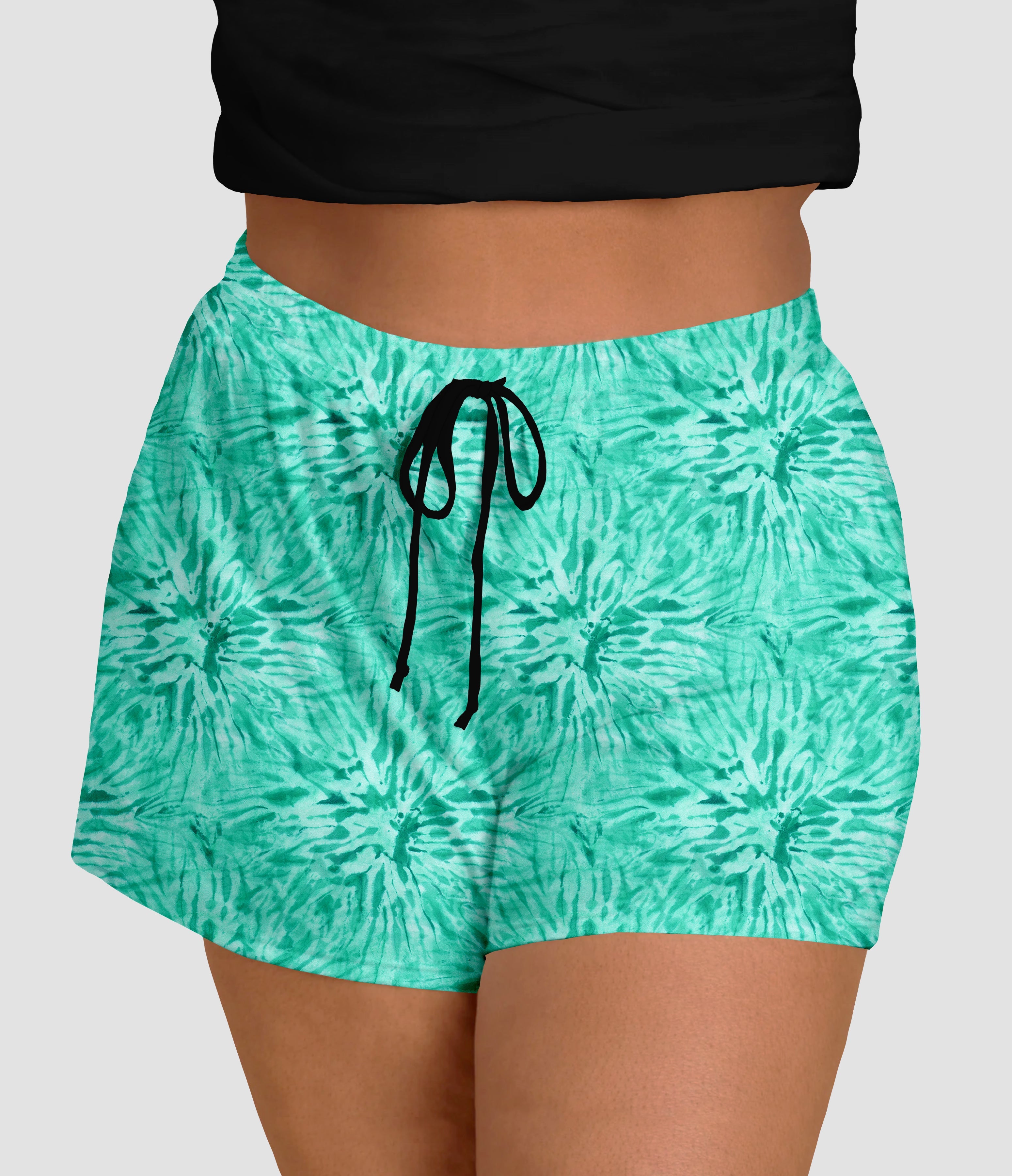 RTS - Mint Tie Dye Jogger Shorts with Pockets