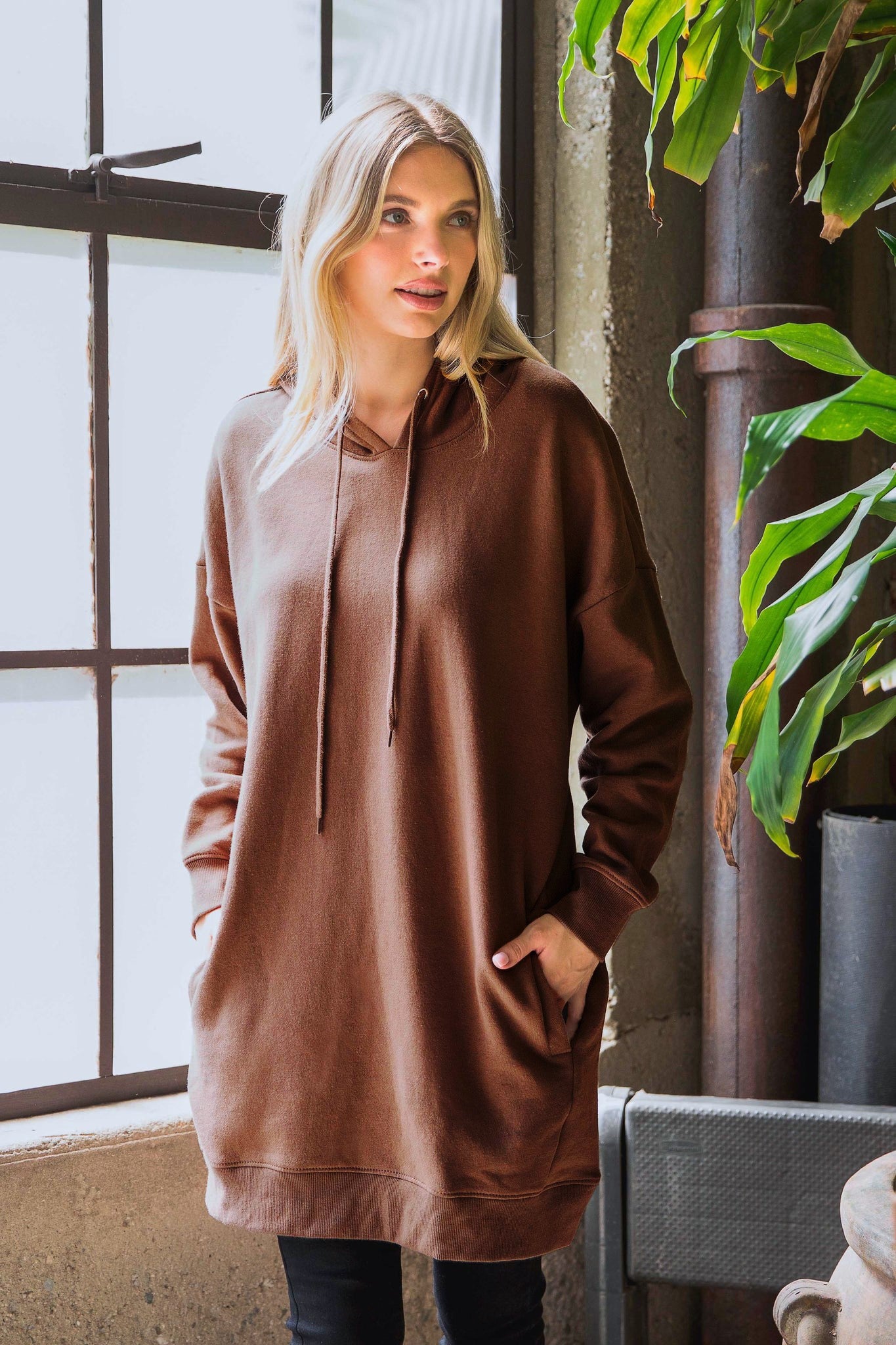 Oversized Hoodie Tunic Dress w/ Side Pockets
