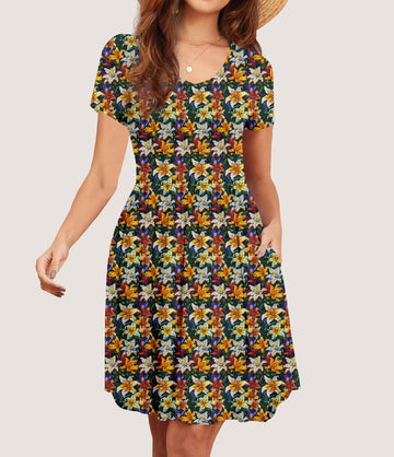 RTS - Mosaic Lilies Pocket Dress