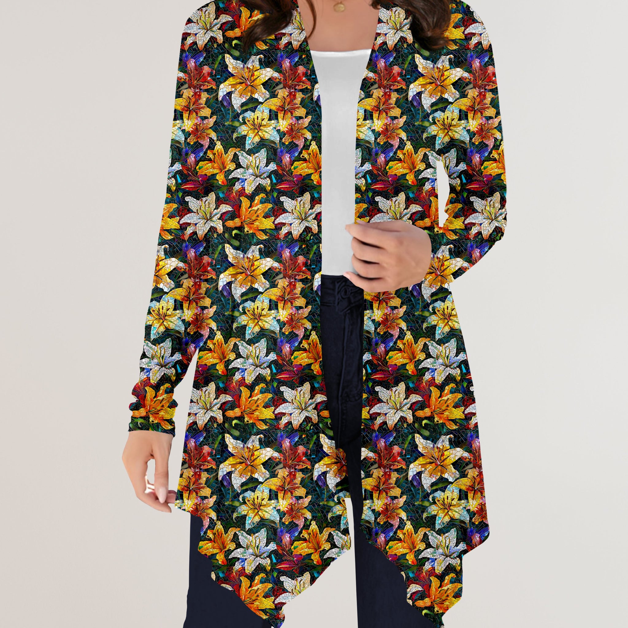 RTS - Mosaic Lilies Cardigan w/ Pockets