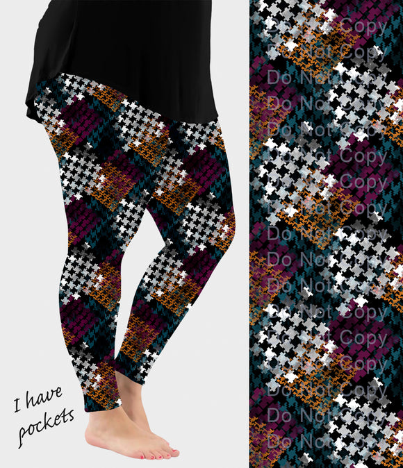 RTS - Multicolored Houndstooth Leggings w/ Pockets