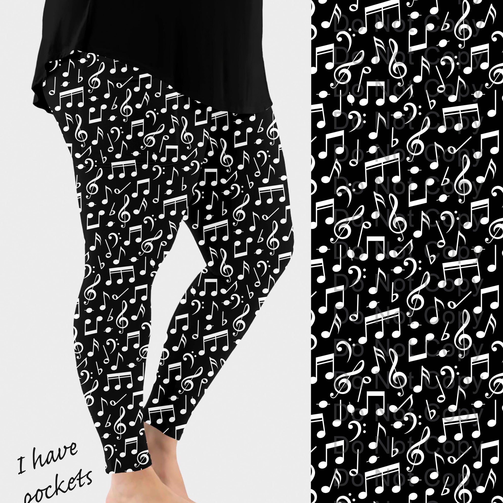 RTS - Music Notes Leggings w/ Pockets