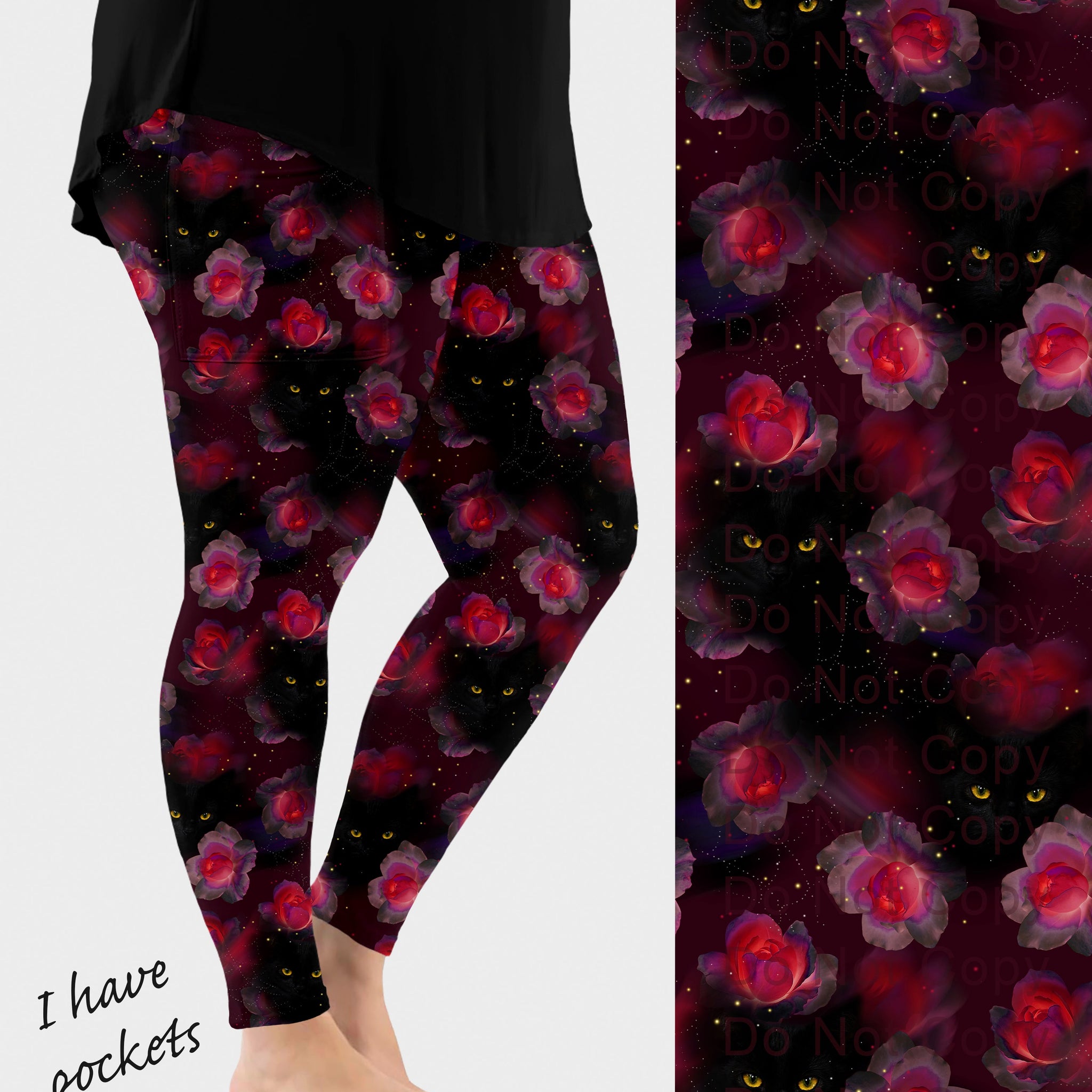 RTS - Mystic Black Cat Leggings w/ Pockets