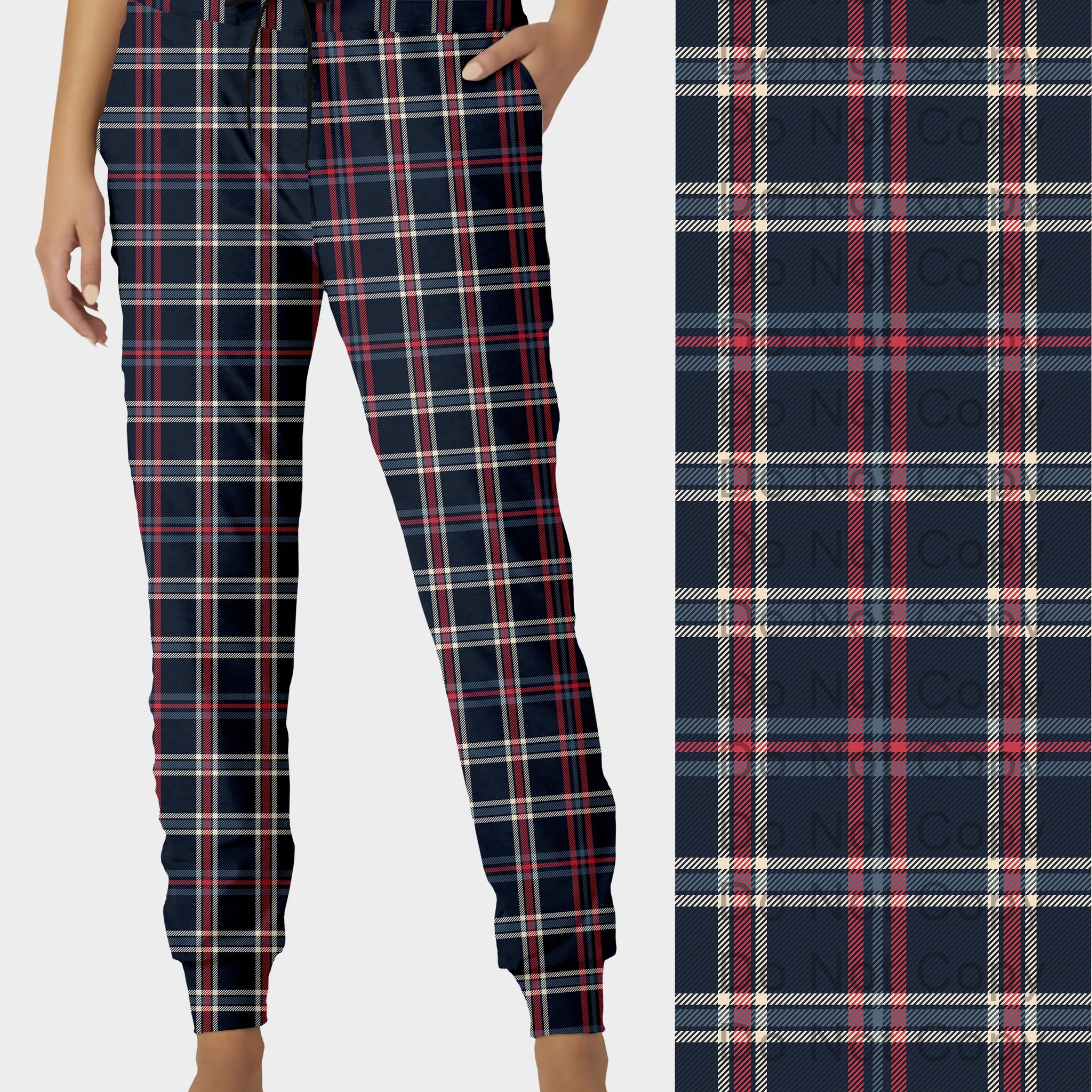 RTS - Navy and Red Plaid Jogger Pants