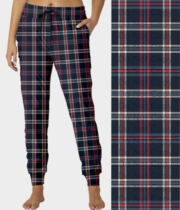 RTS - Navy and Red Plaid Jogger Pants