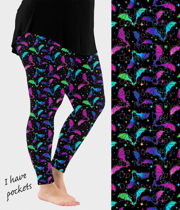 RTS - Neon Bats Leggings with Pockets
