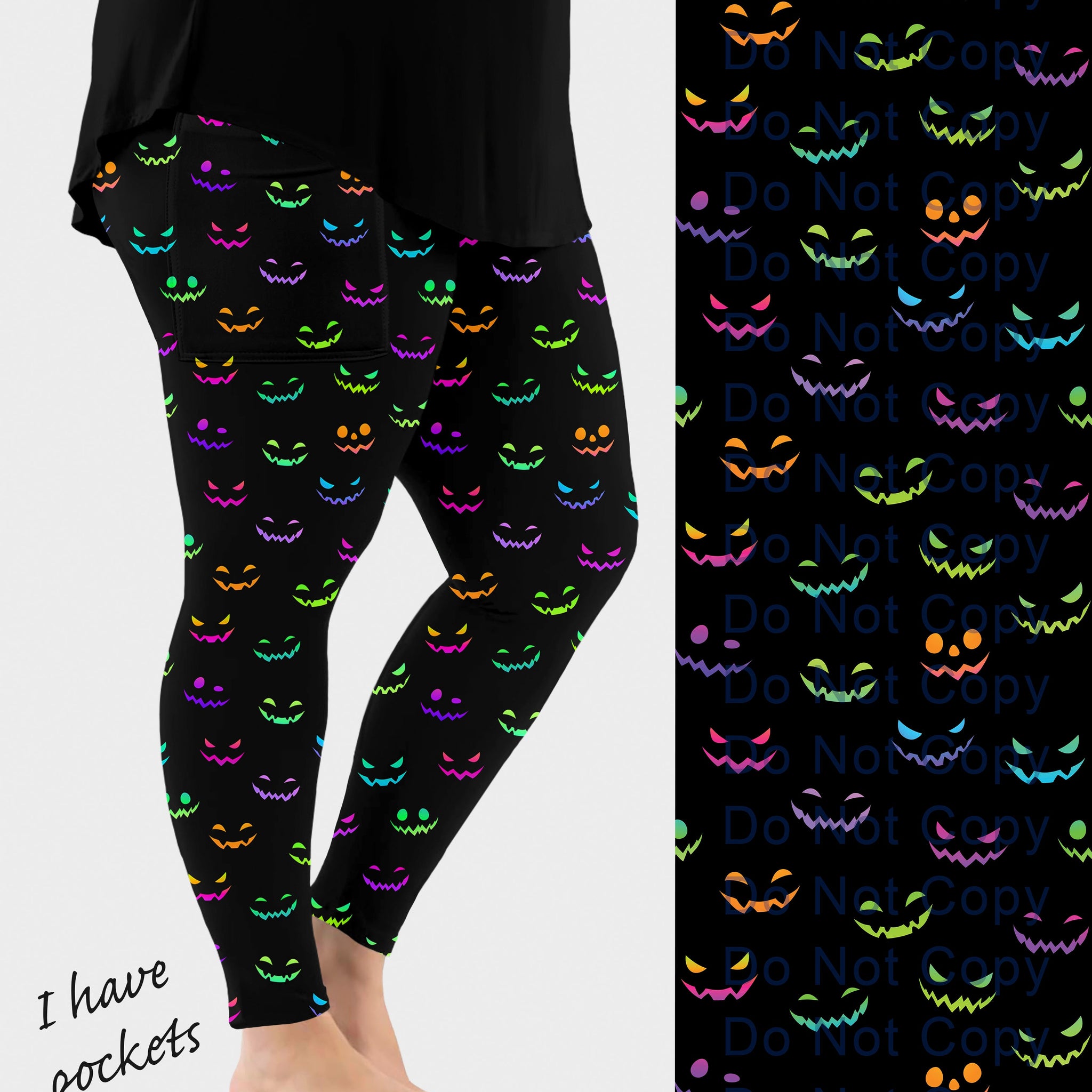 RTS - Neon Jack-o'-lanterns Leggings w/ Pockets