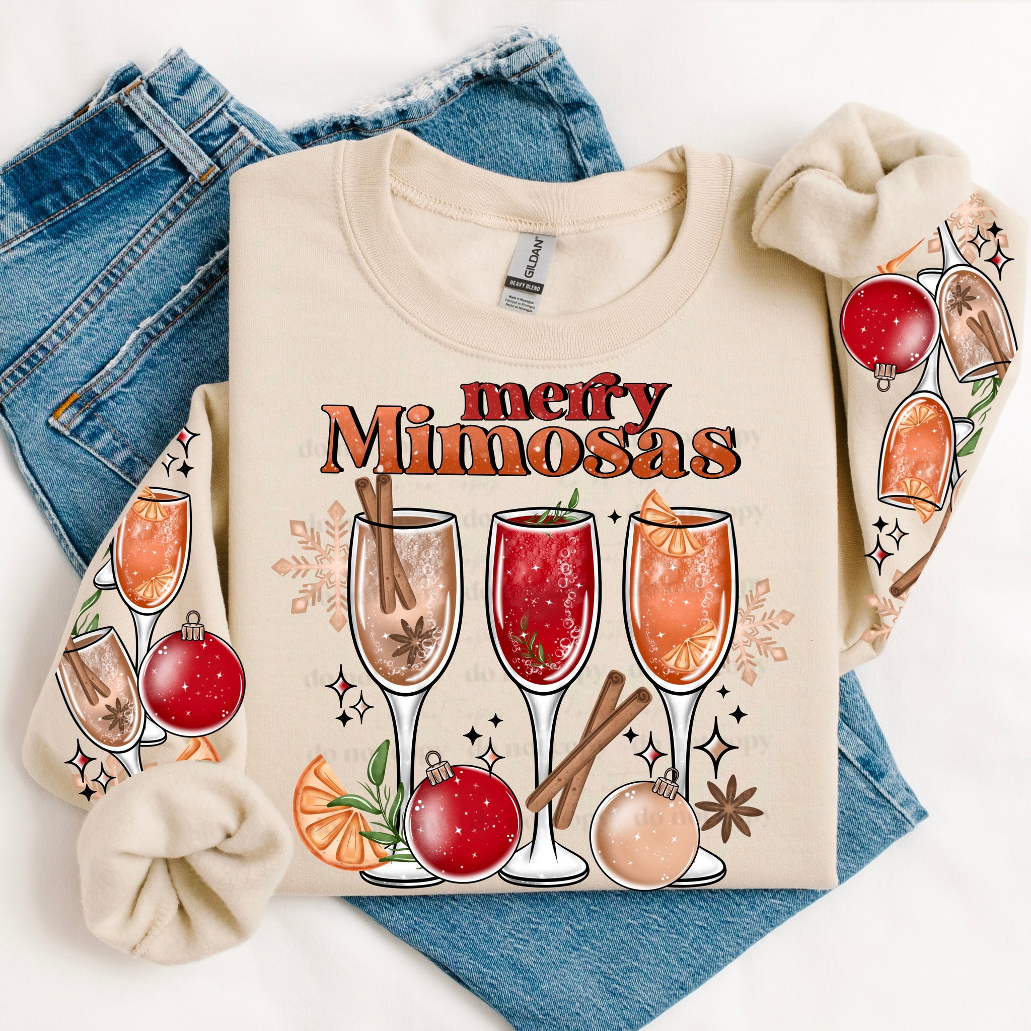 MERRY MIMOSA - CREWNECK SWEATSHIRT W/ SLEEVE PRINT