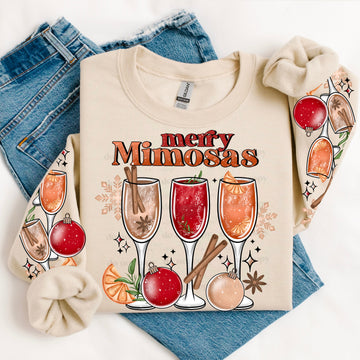 MERRY MIMOSA - CREWNECK SWEATSHIRT W/ SLEEVE PRINT