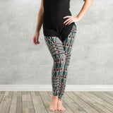Teal & Coral Traditional Striped Print Leggings