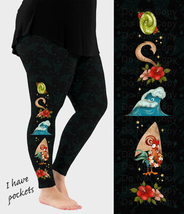 RTS - Ocean Girl Side Design Leggings w/ Pockets