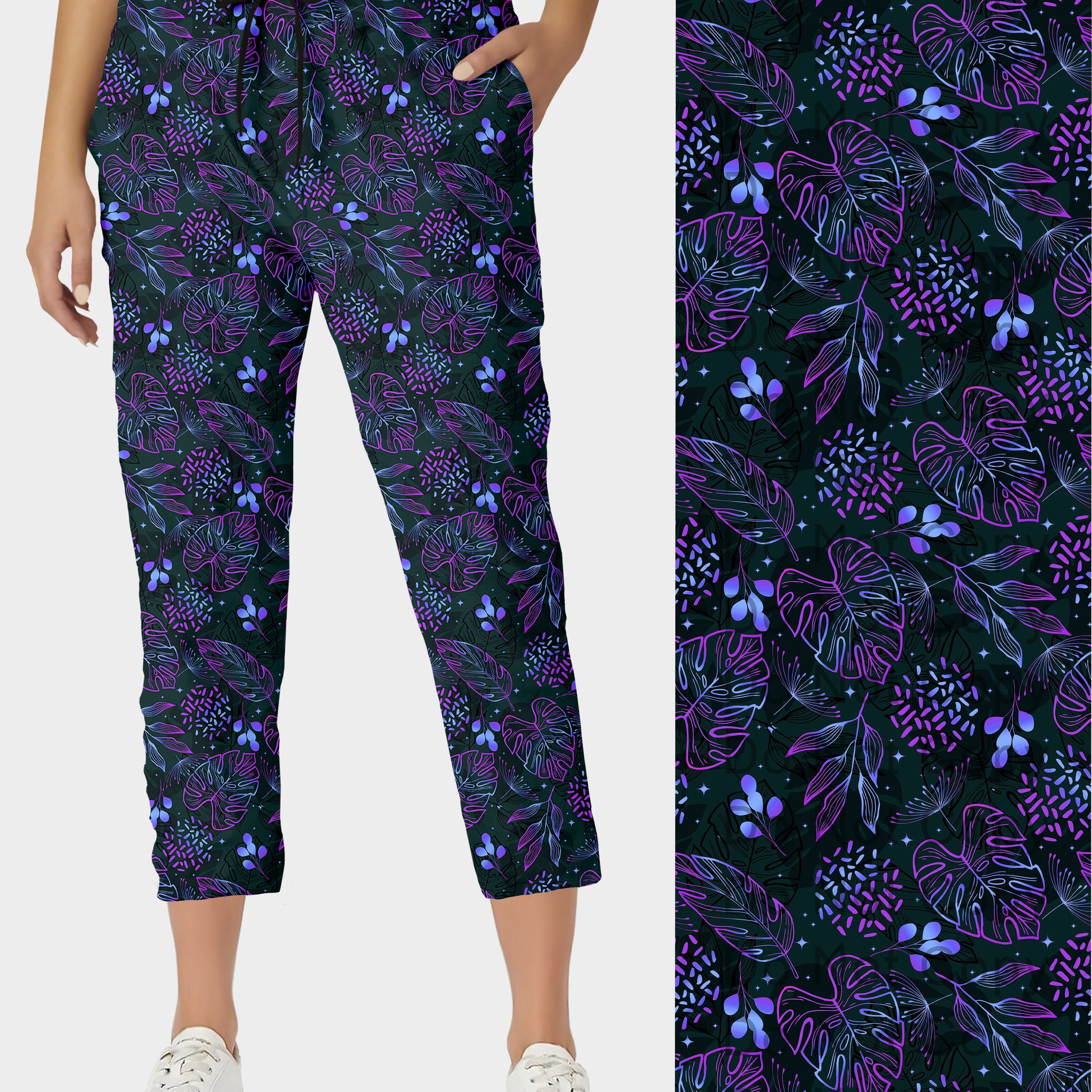 RTS - Ombre Tropical Leaves Capri Joggers
