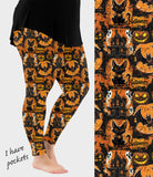 RTS - Orange Halloween Collage Leggings w/ Pockets
