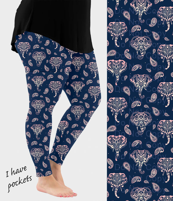 RTS - Paisley Elephant Leggings w/ Pockets
