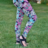 Pink & Blue Sugar Skull Soft Leggings