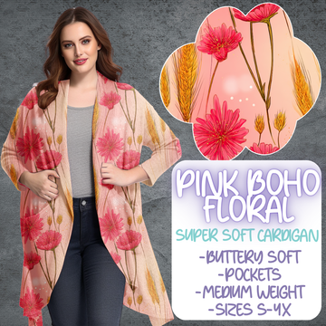 PINK BOHO FLORAL - CARDIGAN B105 PREORDER CLOSING 5/19