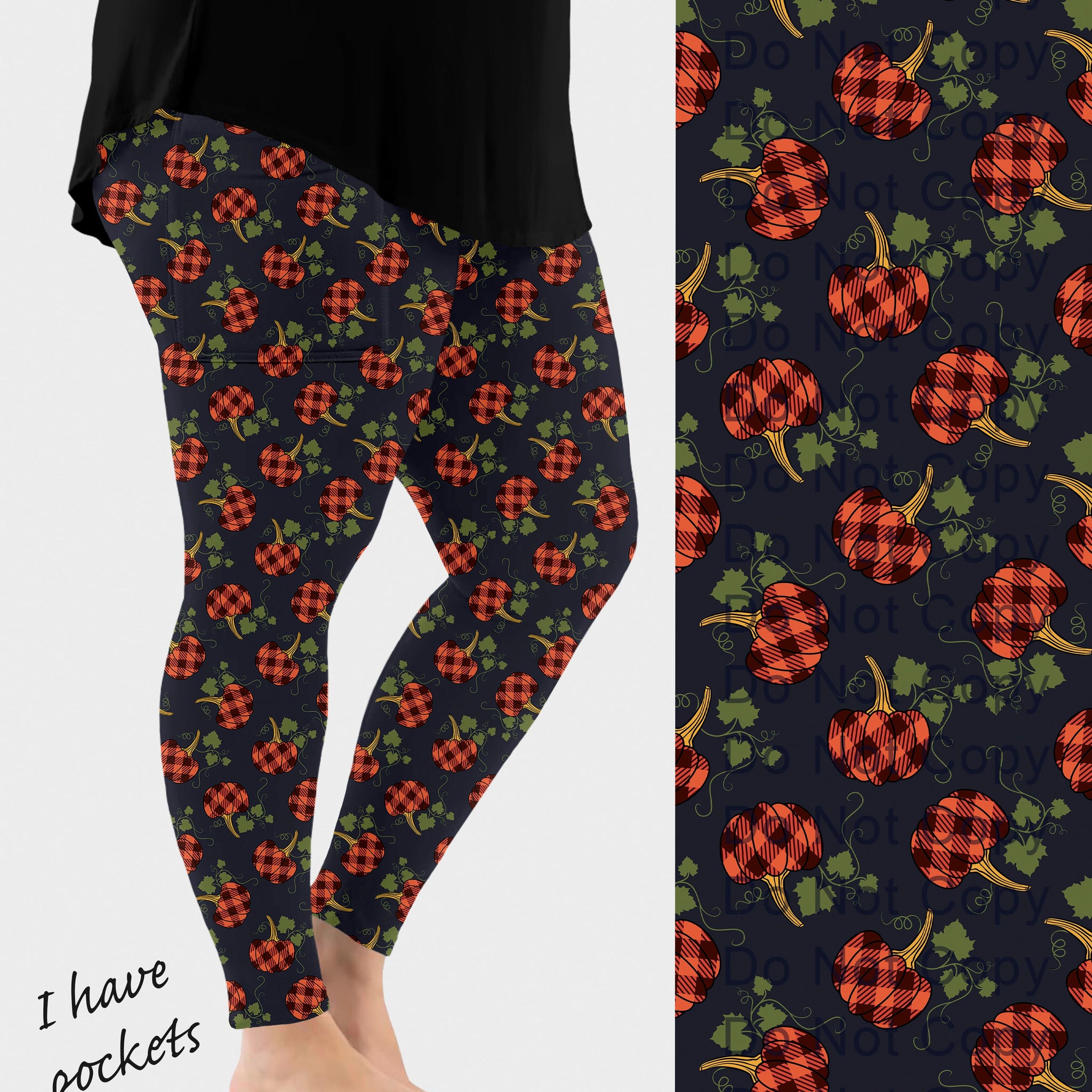 RTS - Plaid Pumpkins Leggings w/ Pockets