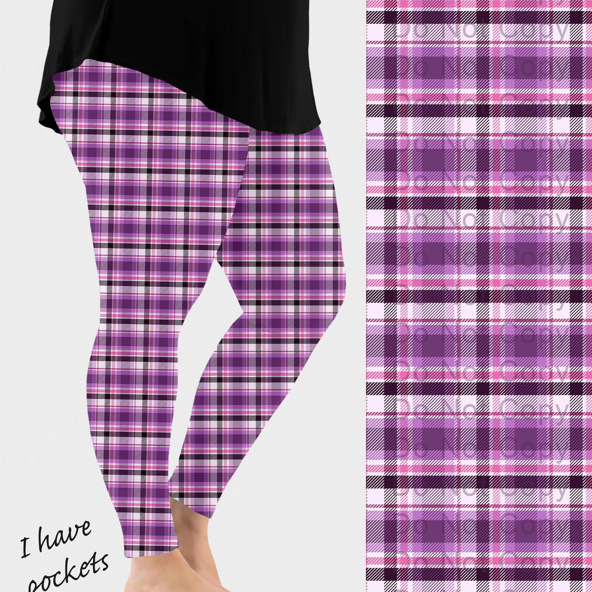 RTS - Pretty in Purple Plaid Leggings w/ Pockets