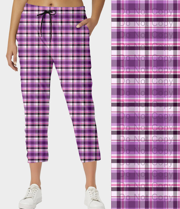 RTS - Pretty in Purple Plaid Capri Joggers