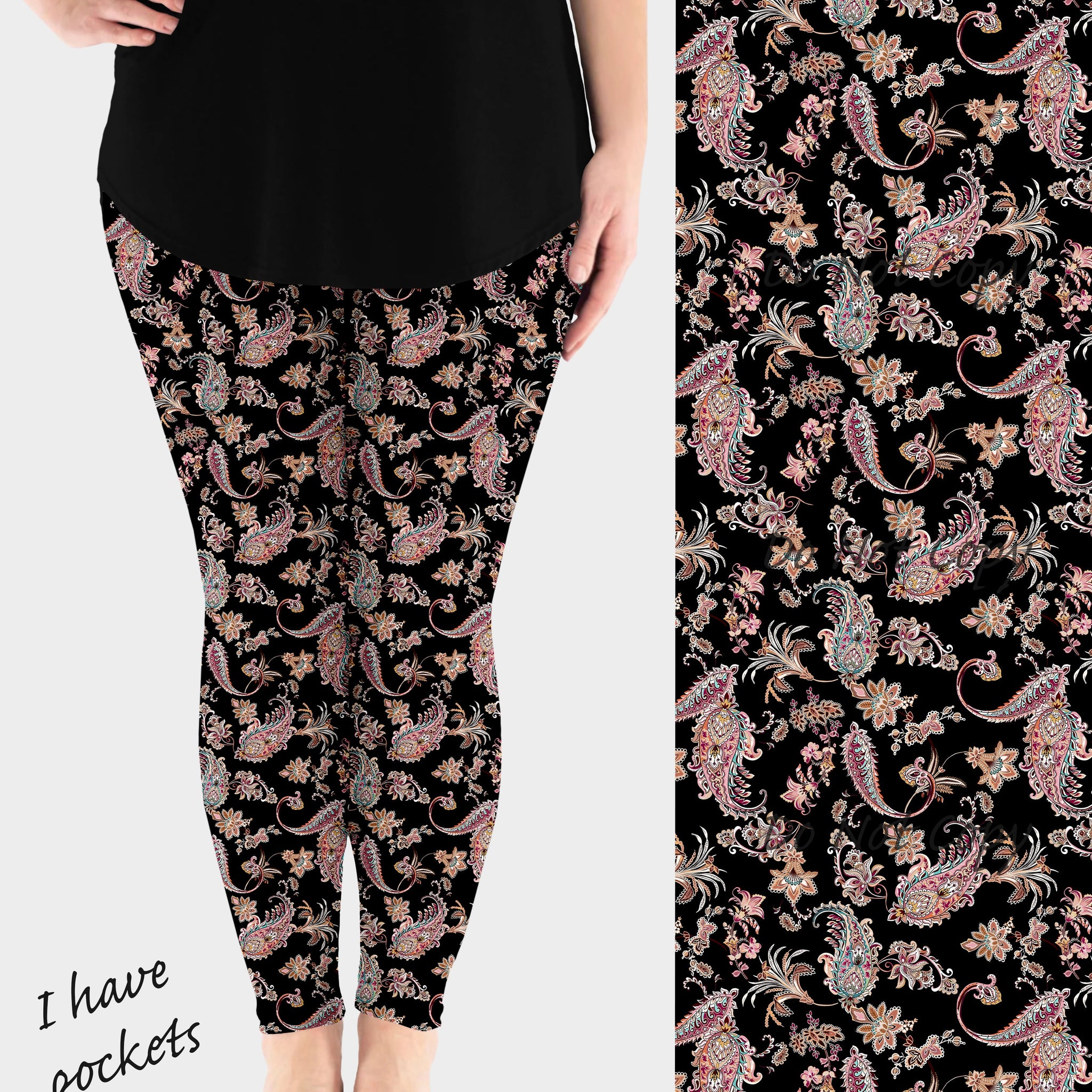 RTS - Pretty Paisley Leggings w/ Pockets