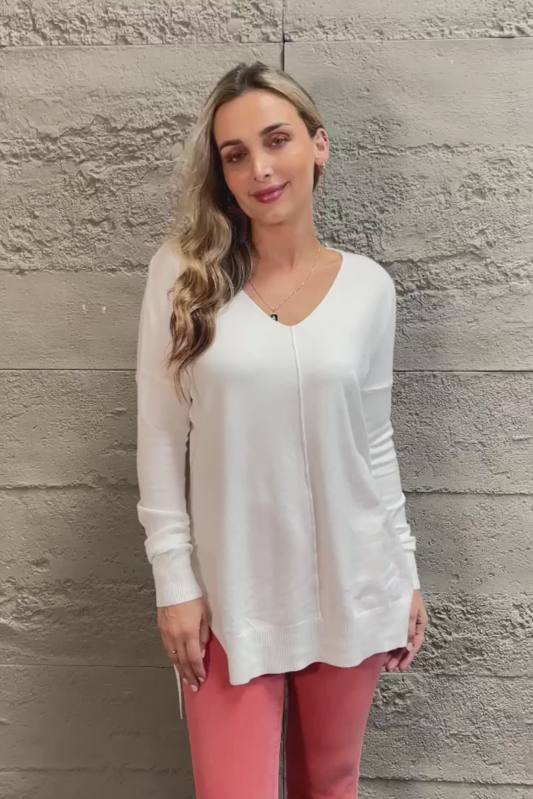 V-neck Hi-low Lusciously Soft Sweater