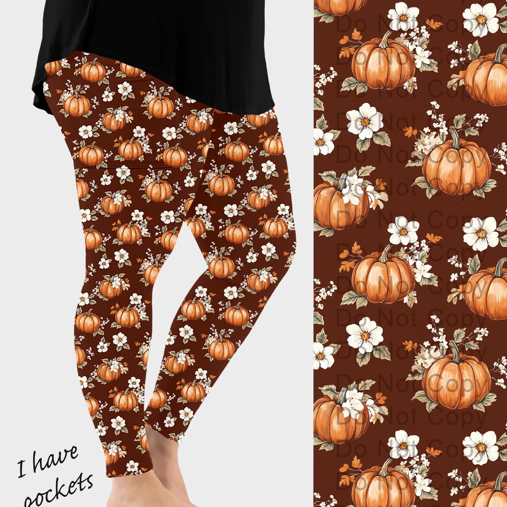 RTS - Pumpkin Blossom Leggings w/ Pockets