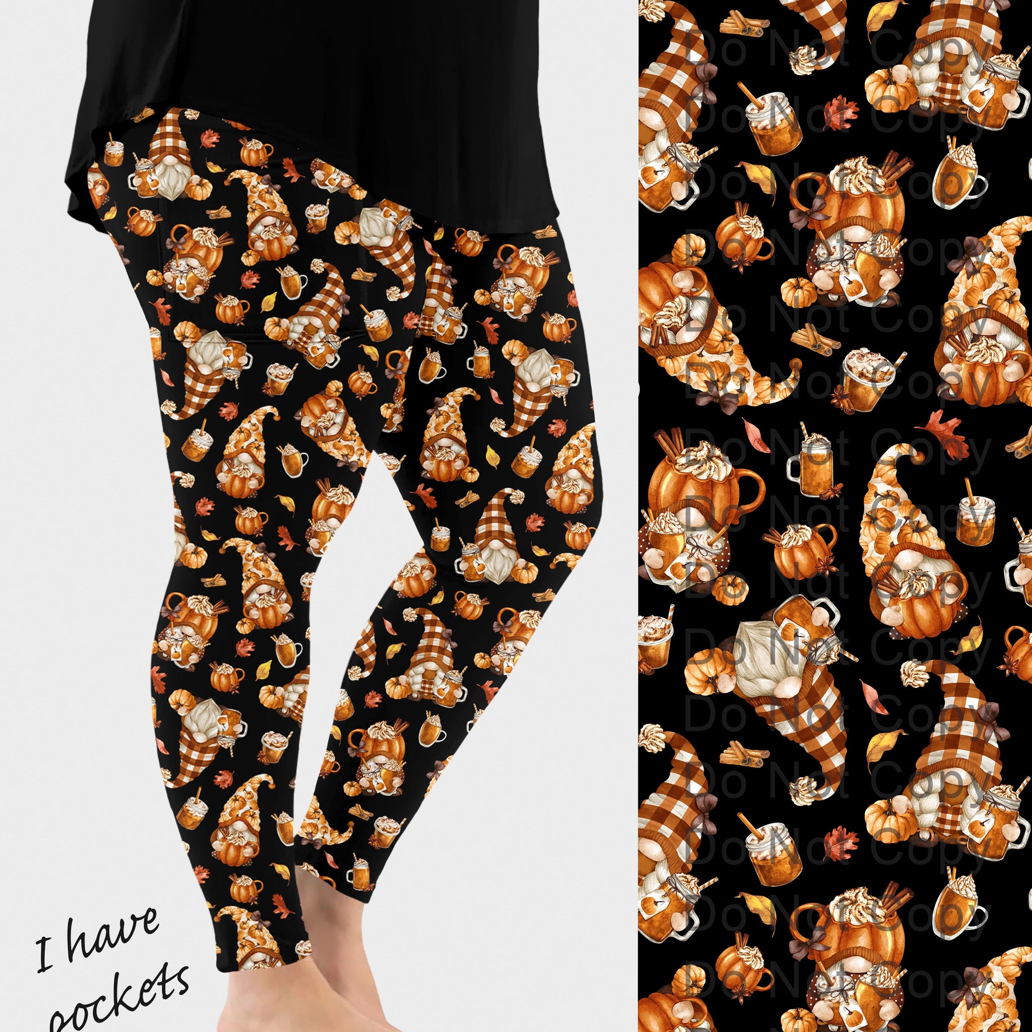 RTS - Pumpkin Spice Gnomes Leggings w/ Pockets