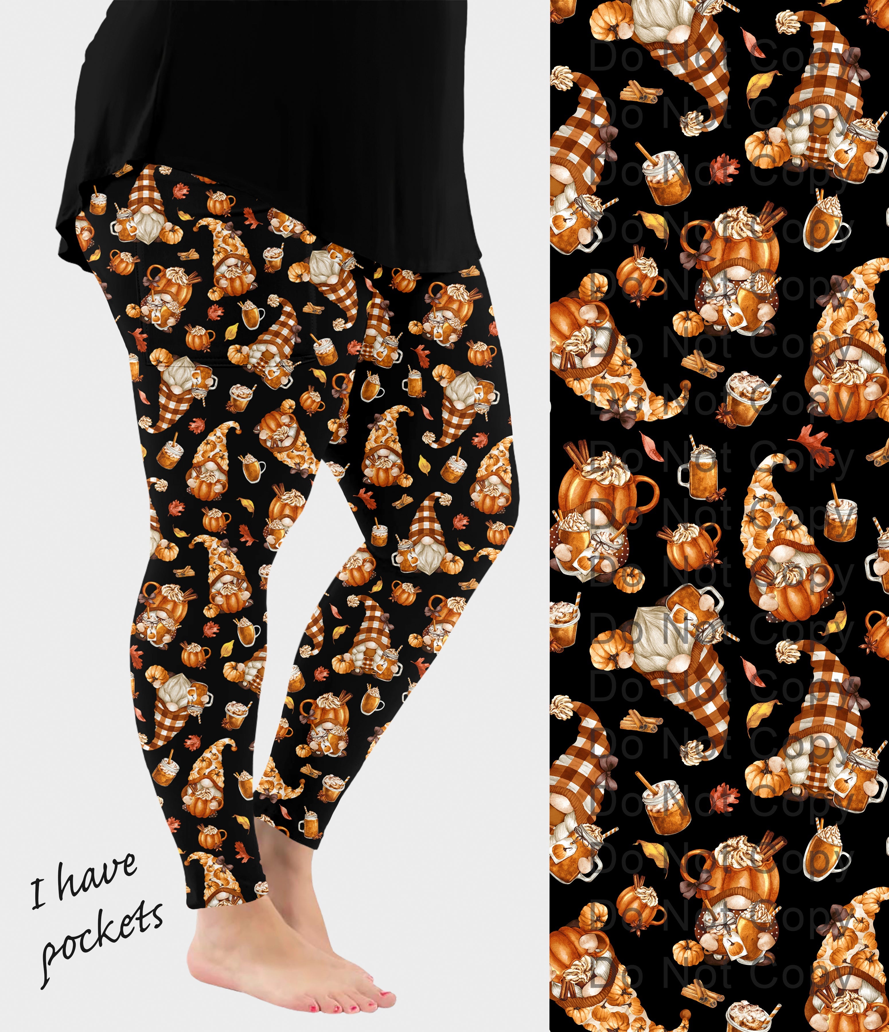 RTS - Pumpkin Spice Gnomes Leggings w/ Pockets