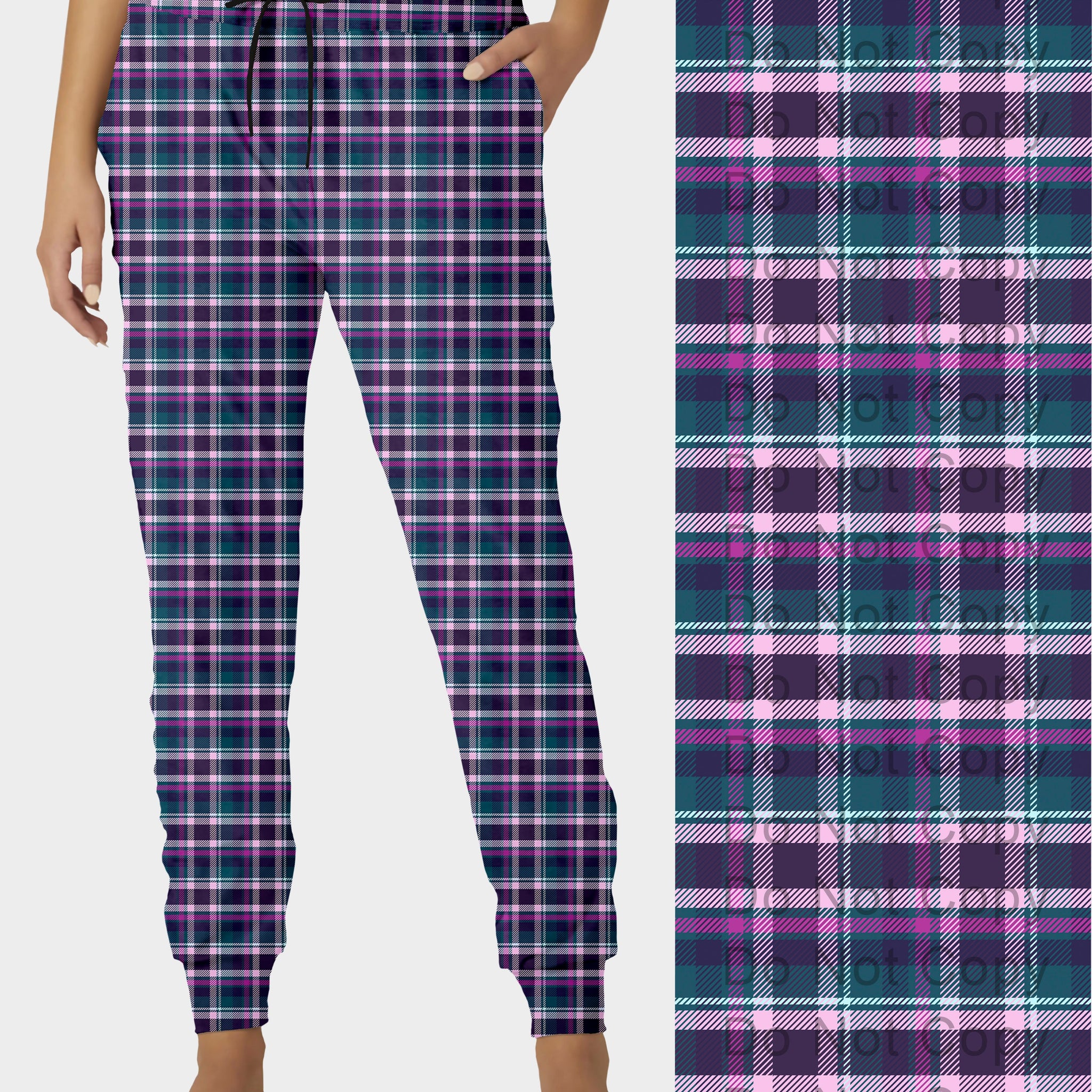 RTS - Purple and Teal Plaid Joggers