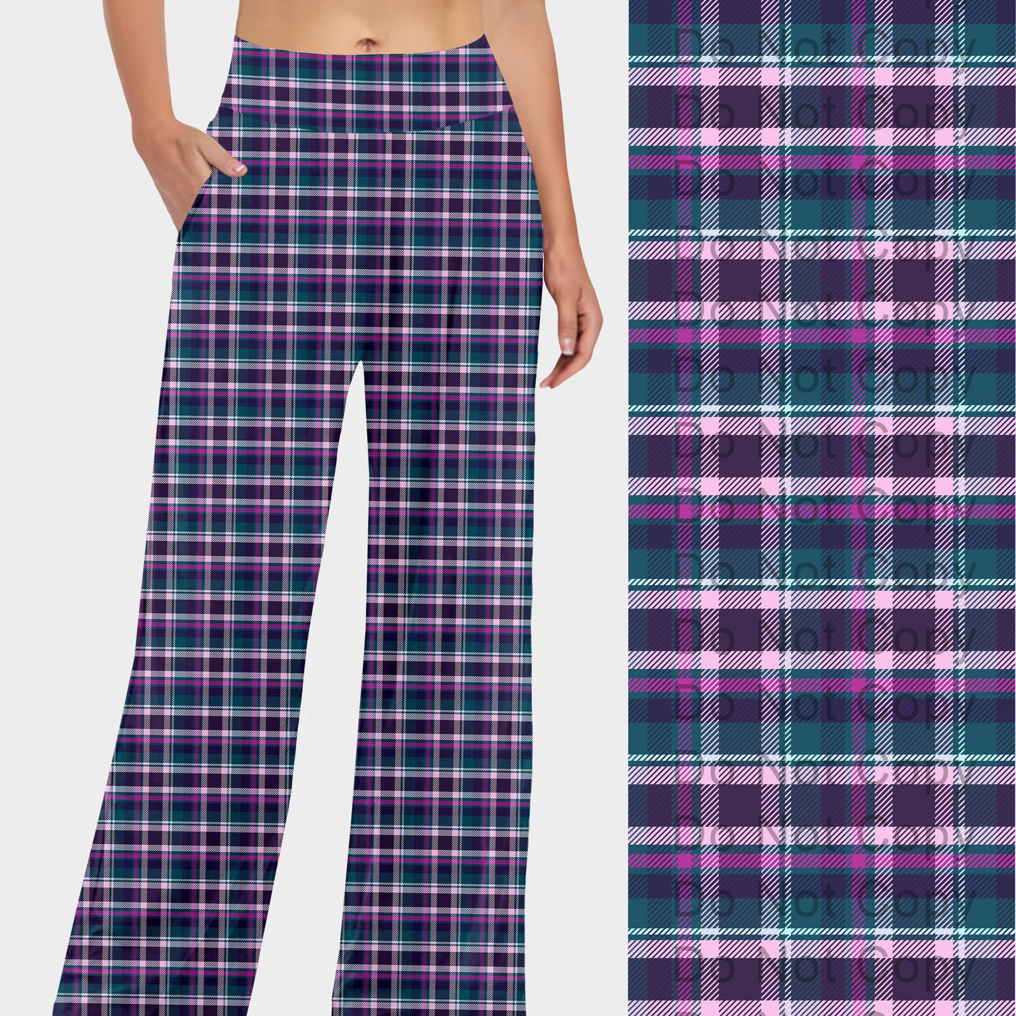 RTS - Purple and Teal Plaid Lounge Pants