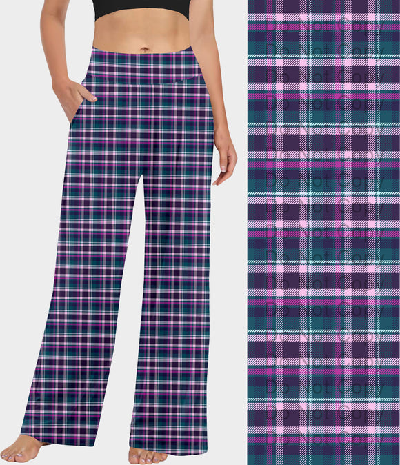 RTS - Purple and Teal Plaid Lounge Pants