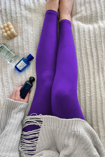Solid Color Yoga Band Soft Leggings - Purple