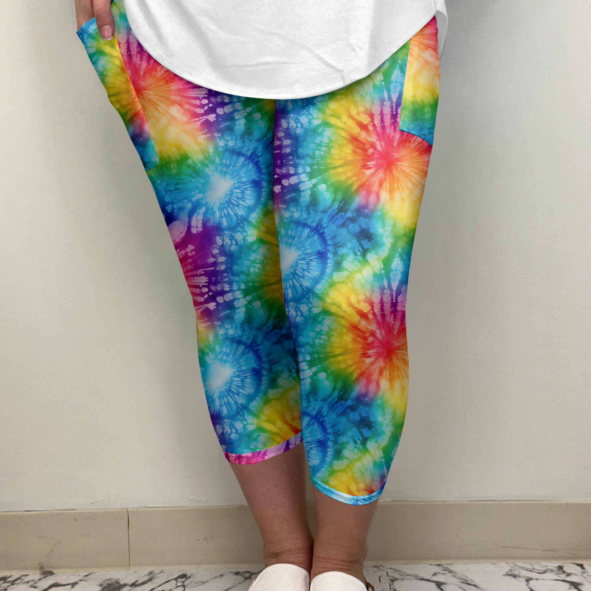 Rainbow Tie Dye Capri w/ Pockets (Kid's Leggings NO Pockets)